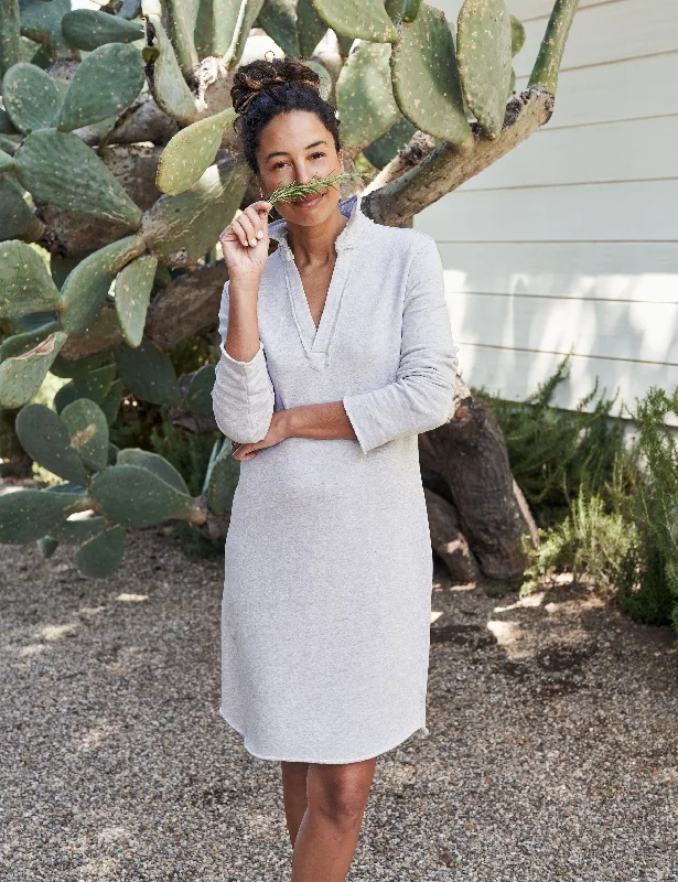 Frank & Eileen - Long Sleeve Polo Dress in Grey Melange