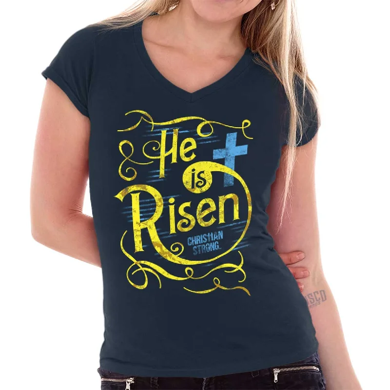 Warm Comfort He Is Risen Junior Fit V-Neck T-Shirt
