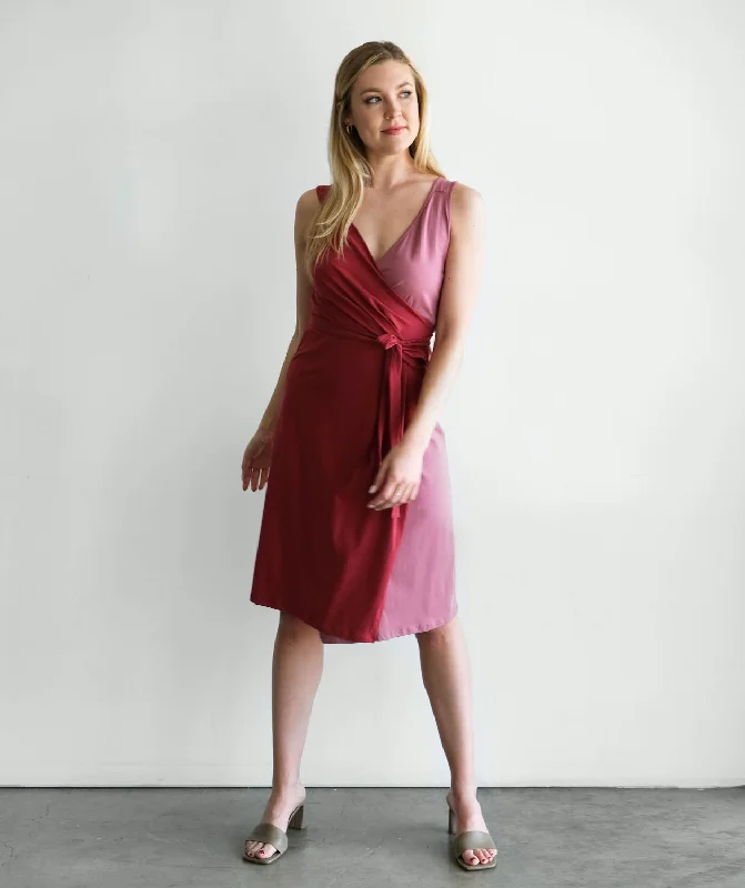 Lazy Style POPPY colorblock dress in Red/Pink