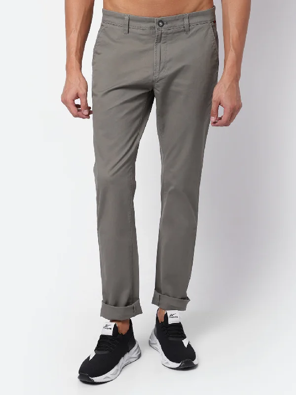 Men's Casual Flat front Light Olive Green  Trousers