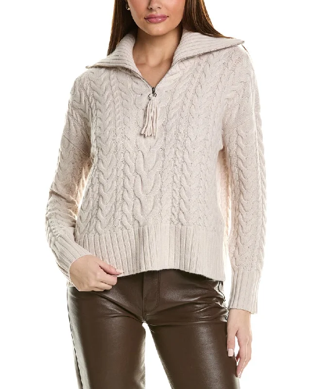 Everyday Style Hannah Rose Cable 1/2-Zip Wool & Cashmere-Blend Pullover