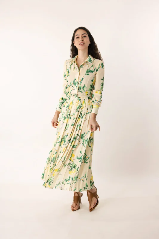 Outdoor Trend LONG SLEEVE PLEATED MIDI DRESS