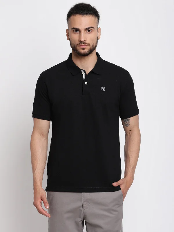 Celebrity Style Men's Black  Polo neck Half Sleeve T-Shirt