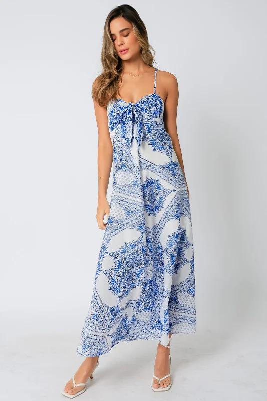 Sports Design Tie Front Spaghetti Dress