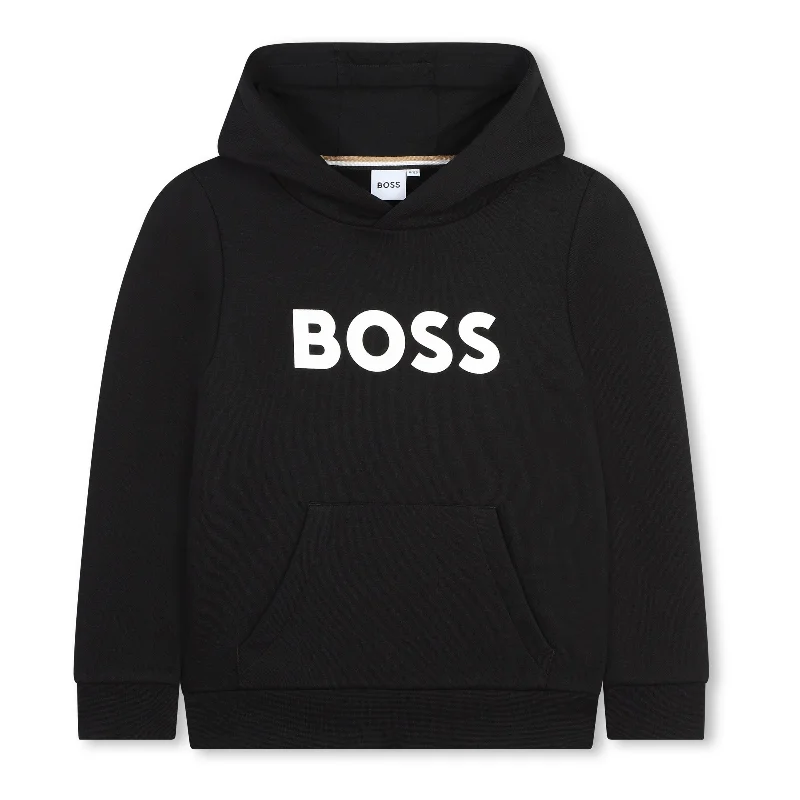 Slim Fit Black Hooded Sweatshirt