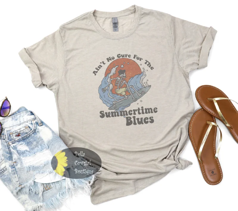 Carefree Style Ain't No Cure For The Summertime Blues Country Music Surfing T-Shirt