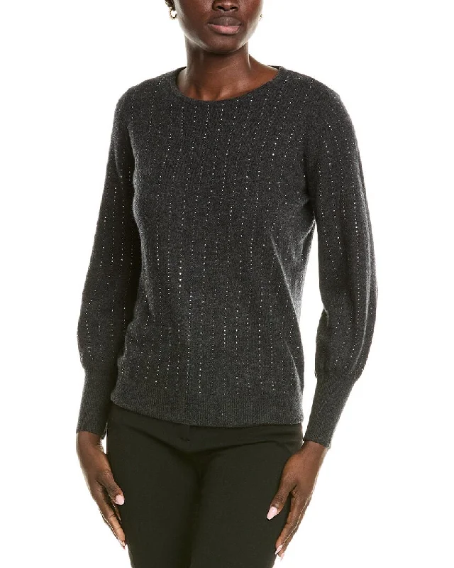 High-end Design sofiacashmere Blouson Sleeve Cashmere Sweater