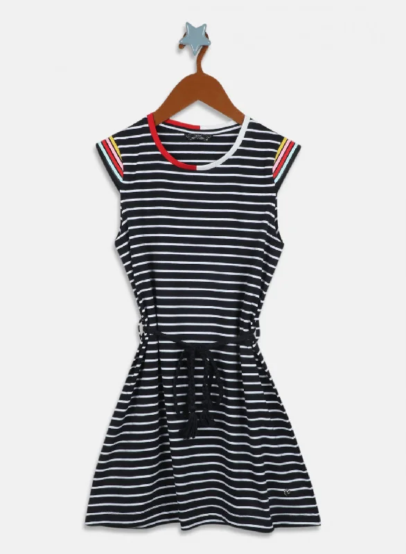 Fashionable Comfort Girls Black & White Stripe Dress