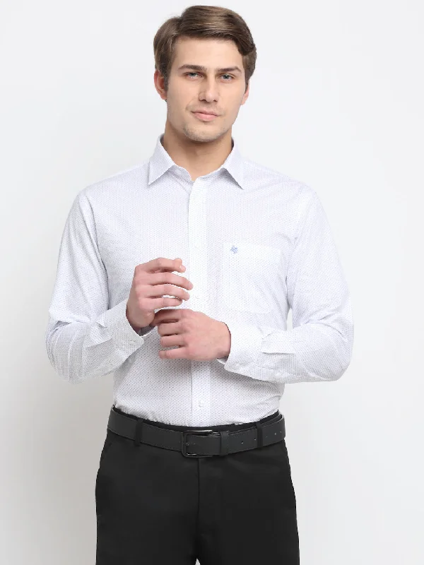 Trendy Wear Men's Sky Blue Formal Geometric Print Full Sleeve Shirt