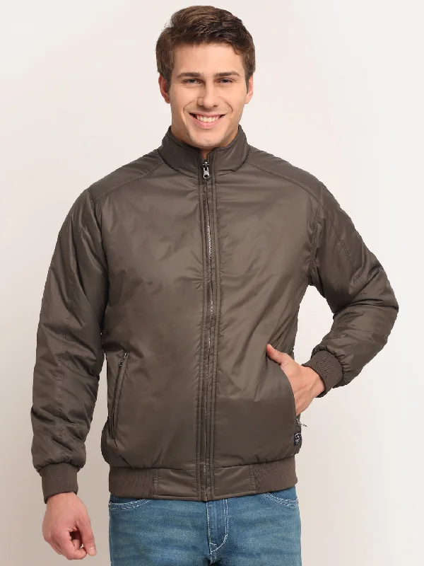 Comfortable Fashion Men's Brown Beige Reversible Jacket