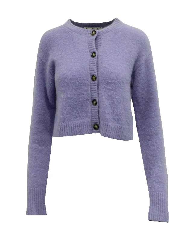 Trends Acne Studios Cropped Cardigan in Light Purple Nylon