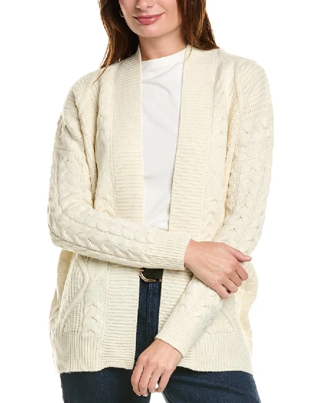Comfortable Wear Forte Cashmere Luxe Cable Wool & Cashmere-Blend Cardigan