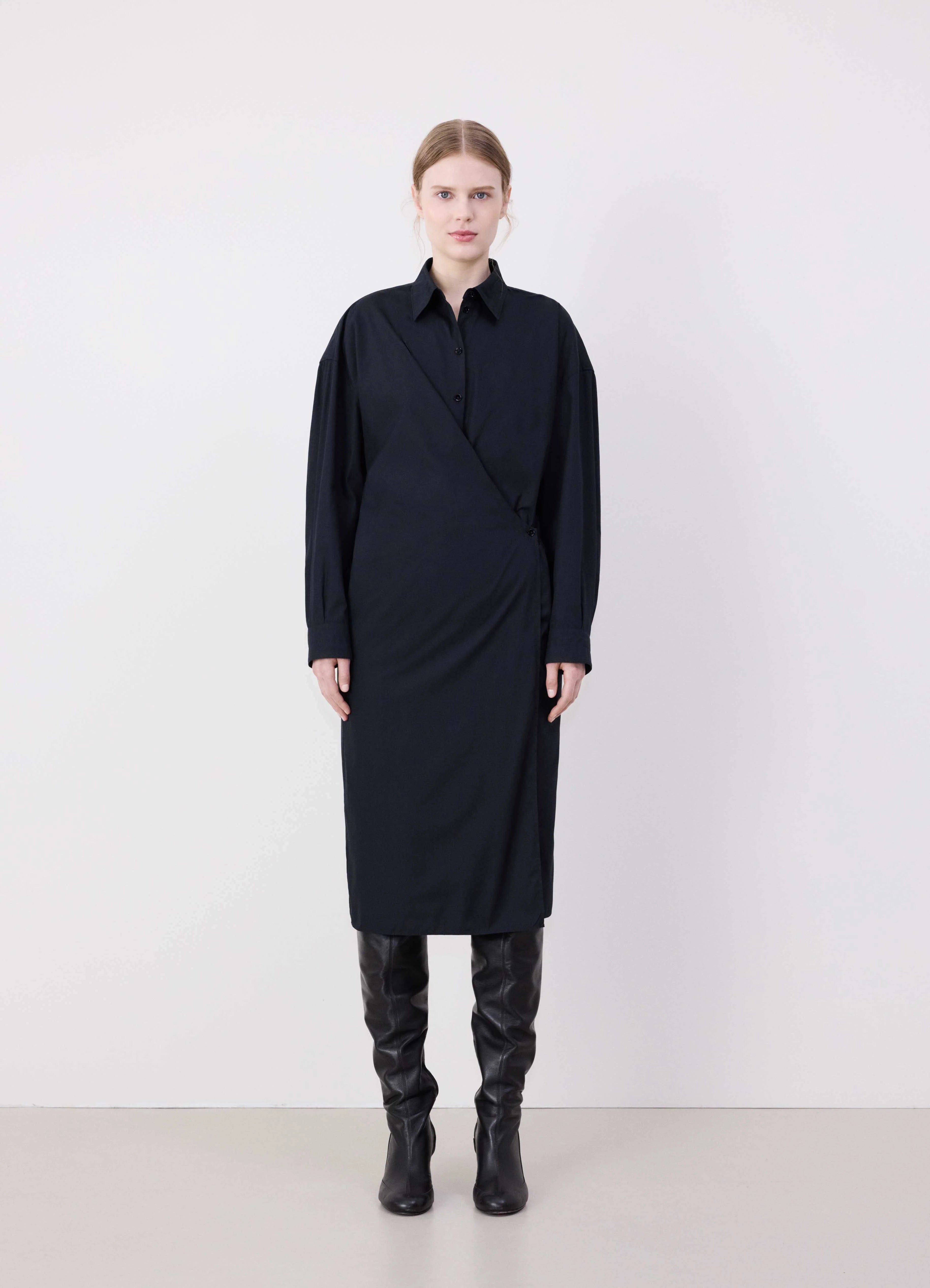 Fashion Comfort STRAIGHT COLLAR TWISTED DRESS