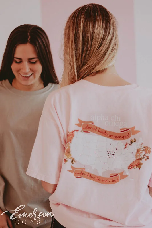 Multifunctional Style Alpha Chi Omega Pink Floral Mom's Day Tshirt