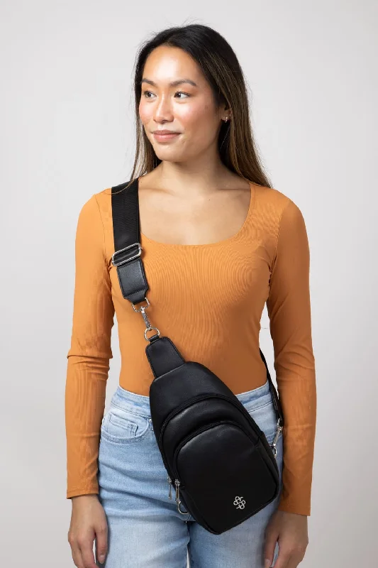 Cool Style Simply Southern Sling Bag in Black | 0224-BAG-LTHR-SLING-BLACK