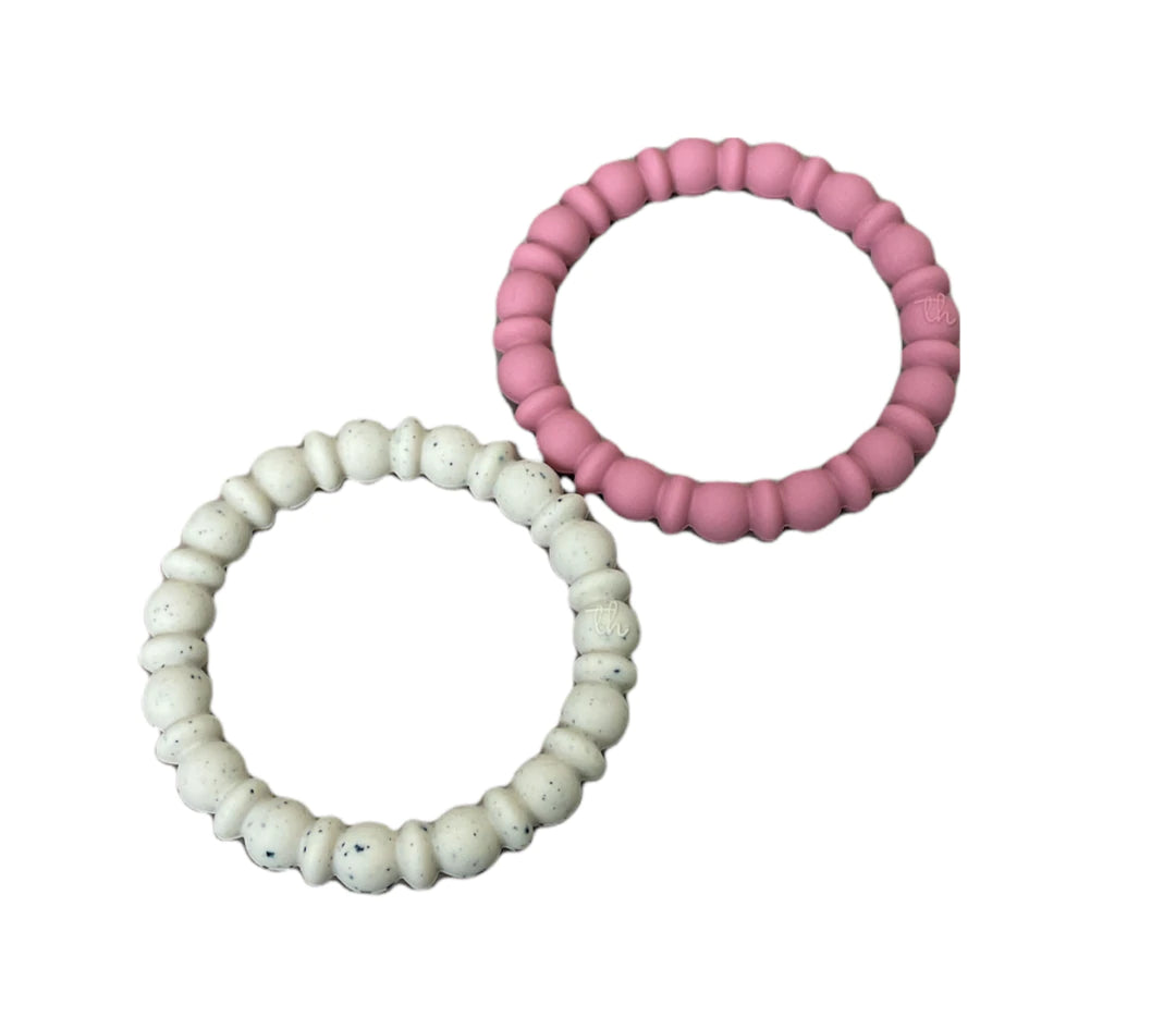 Soft Layers Teething Bracelet Set | Dusty Rose/Navajo Speckled
