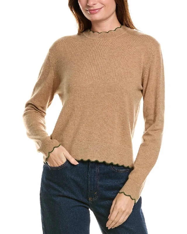 Playful Style Forte Cashmere Scallop Edge Boxy Cashmere Sweater