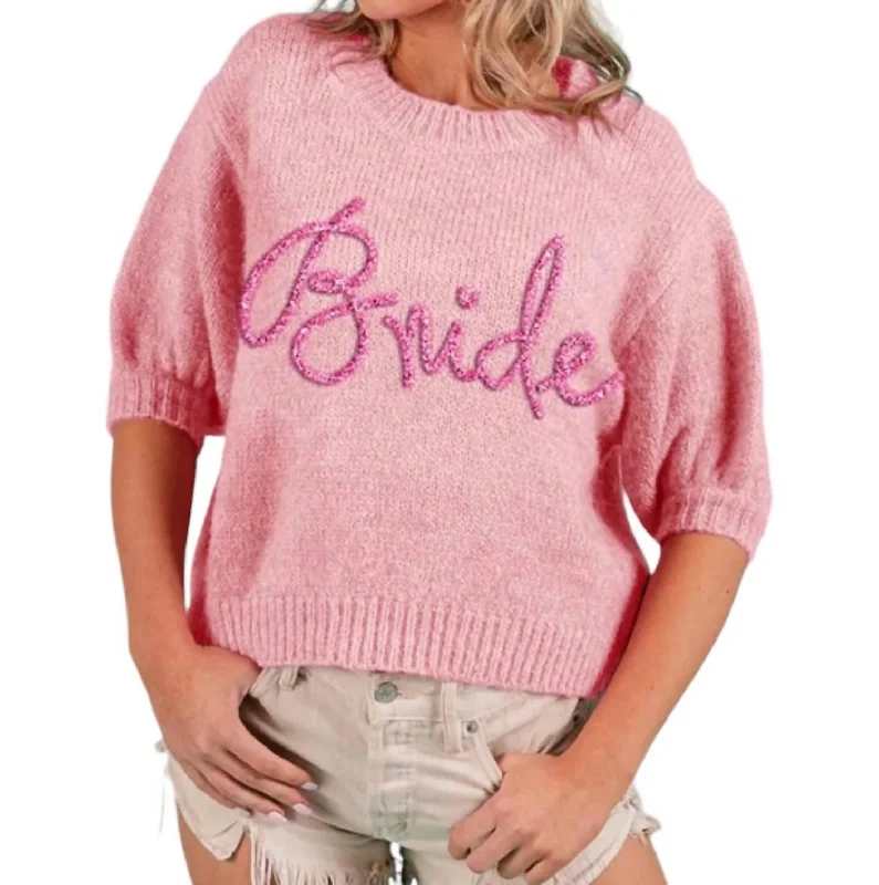 Cool Breeze At Night Metallic Sweaters In Bride Pink