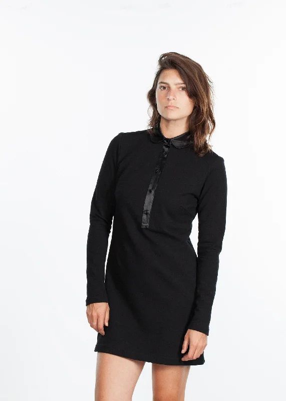 Versatile Casuals Fleece Jersey Dress in Black