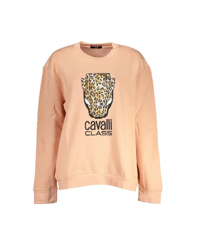 Stylish Comfort Cavalli Class  Womens Peach Leopard Print Sweatshirt