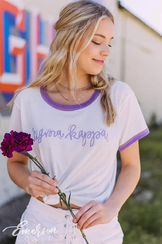 Modern Tailoring Sigma Kappa Script Ringer Tee