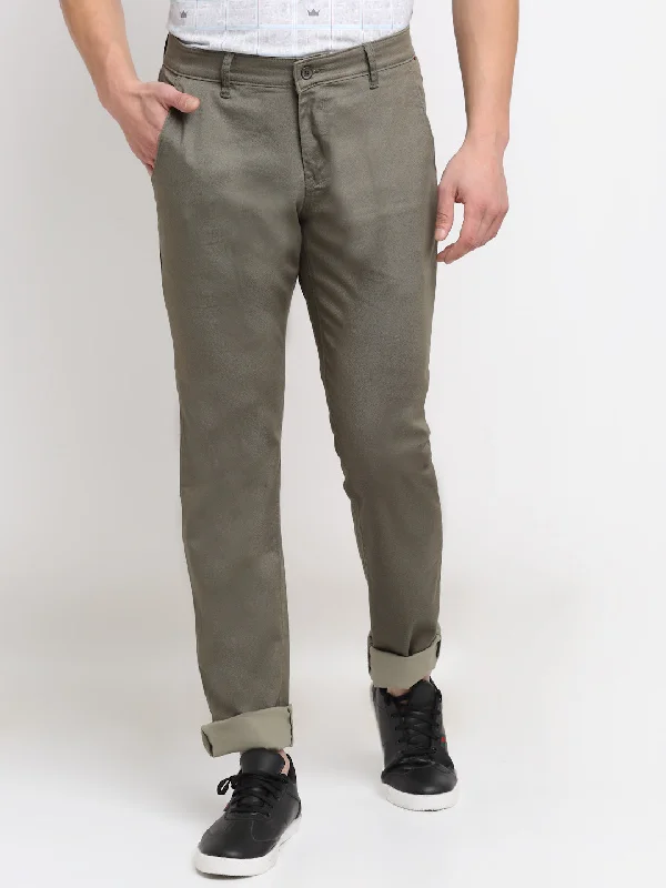 Cozy Chic Trends Men's Casual Flat front Olive Green  Trousers