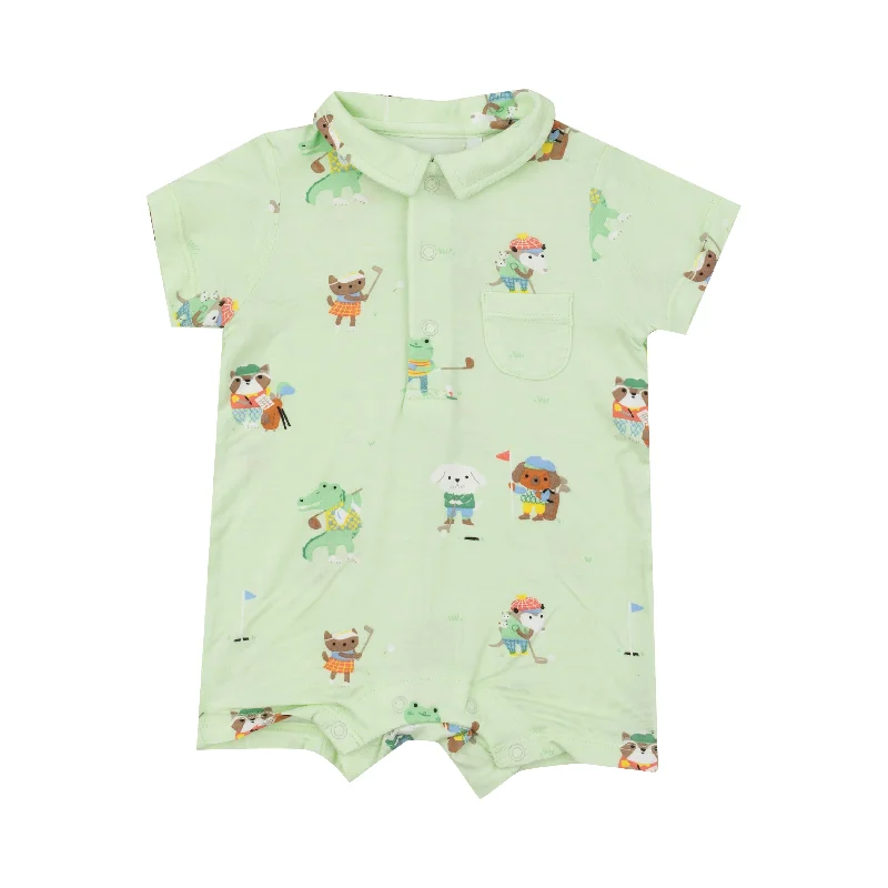 Classic Style Boys Golfing Animals Romper