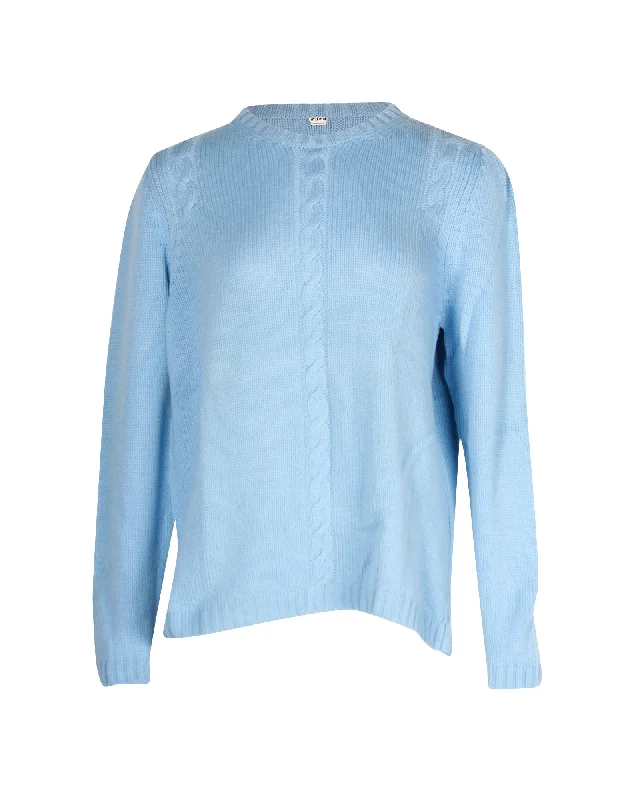 Relaxed Fits Miu Miu Cable-Knit Sweater in Blue Cashmere