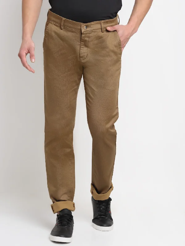Exclusive Customization Men's Casual Flat front Khaki  Trousers