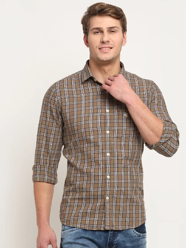 Trendy And Casual Men Cotton Checkered Brown Full Sleeve Casual Shirt for Men with Pocket Trendy And Casual Men Cotton Checkered Brown Full Sleeve Casual Shirt for Men with Pocket