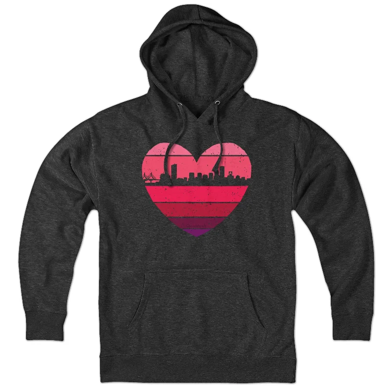 Feminine Charm Boston Heart Retro Skyline Hoodie