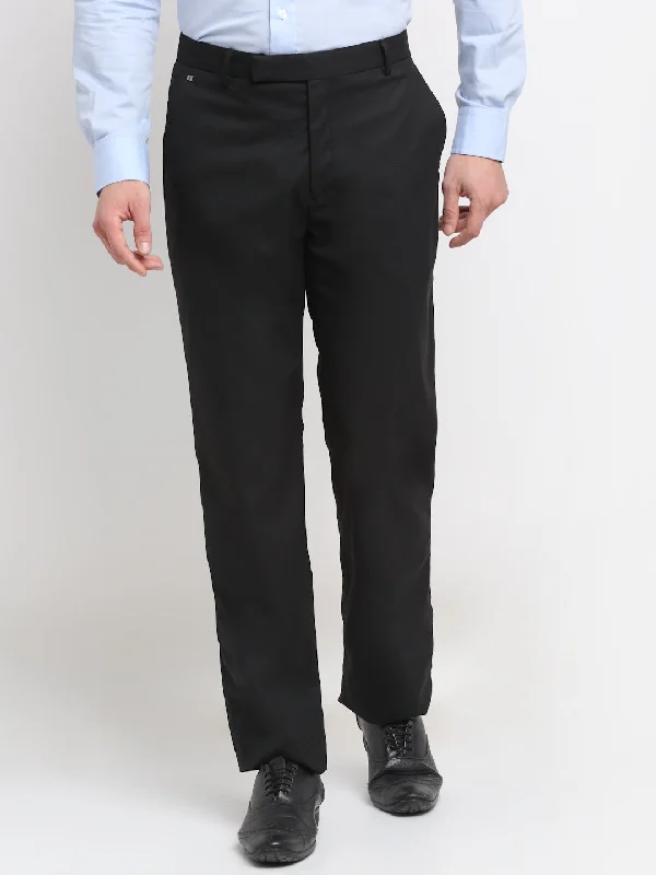 Casual Comfort Men's Formal Flat front Black  Trousers