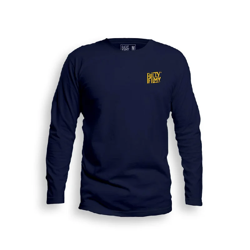 Classic FF Yellow Logo Navy Blue Full Sleeve T-Shirt (Left Pocket)