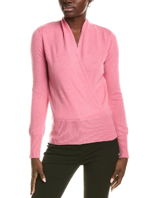 Cool Breeze At Night sofiacashmere Modern Faux Wrap Cashmere Sweater