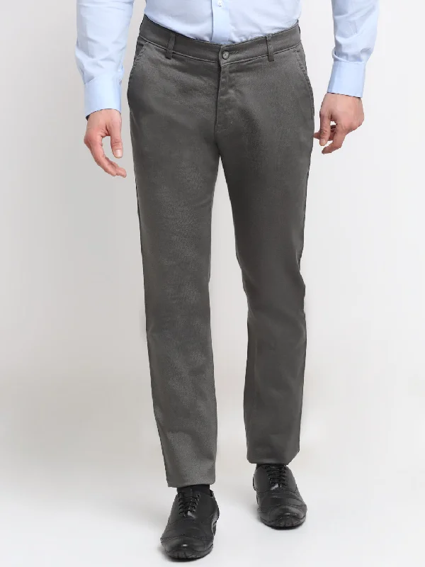 Trendy Comfort Wear Men's Casual Flat front Olive Green  Trousers