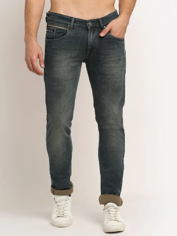 Relaxed And Casual Men's Ultra Narrow fit Medium Fade Khaki Vintage  Jeans