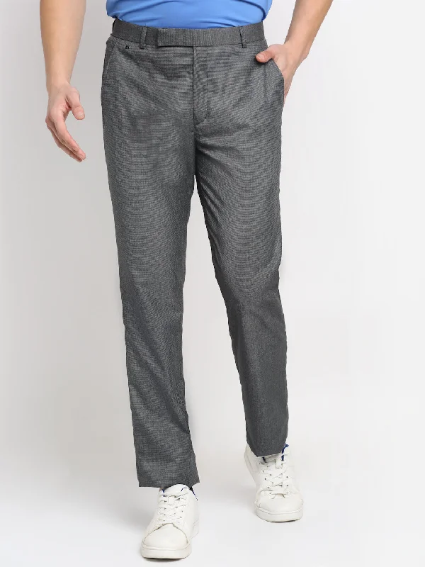 Versatile Style Men's Formal Flat front Grey  Trousers