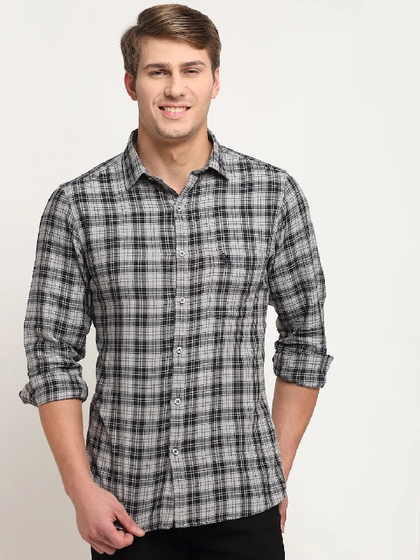 Personalized Clothing Men Cotton Checkered Grey Melange Full Sleeve Casual Shirt for Men with Pocket Personalized Clothing Men Cotton Checkered Grey Melange Full Sleeve Casual Shirt for Men with Pocket