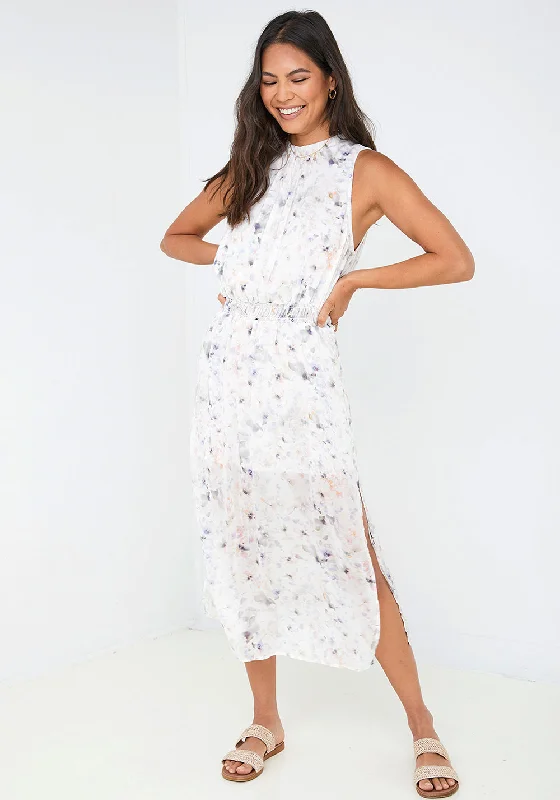 Exquisite Craftsmanship Sleeveless Smocked Waist Midi Dress