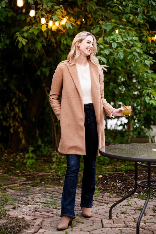 Modern Chic Love Tree Long Coat for Women in Camel | J8195-CAMEL