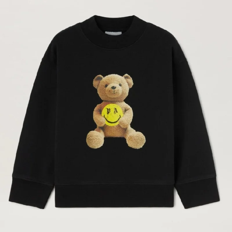 Soft Fabric Looks Black Bear Print Sweatshirt