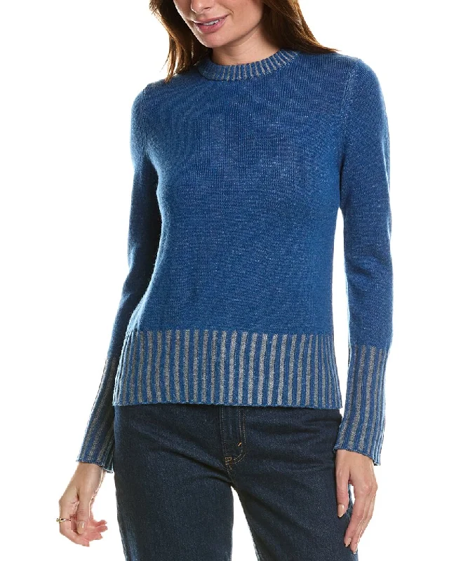 Weekend Wear Forte Cashmere Plaited Crewneck Wool & Cashmere-Blend Sweater