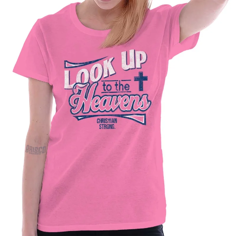 Elegant Outline Look Up to Heavens Ladies T Shirt