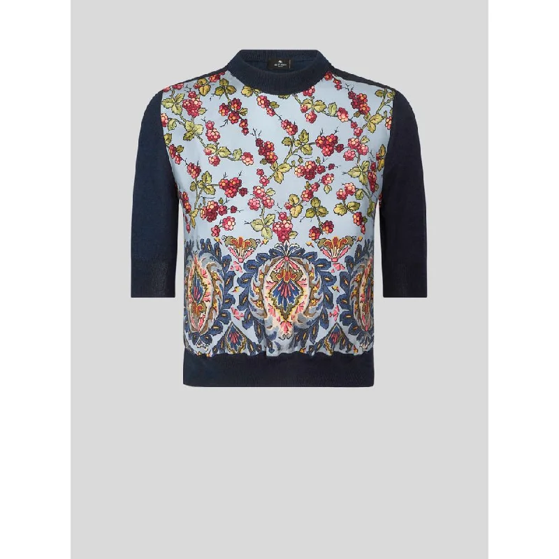Relaxed Tops SCARF PRINT KNIT T-SHIRT