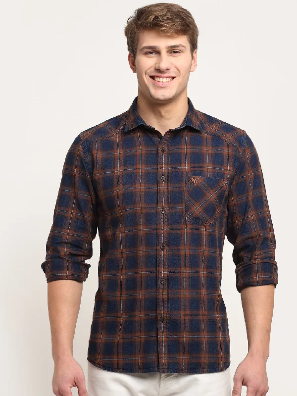 Minimalism Men Cotton Checkered Brown Full Sleeve Casual Shirt for Men with Pocket Minimalism Men Cotton Checkered Brown Full Sleeve Casual Shirt for Men with Pocket