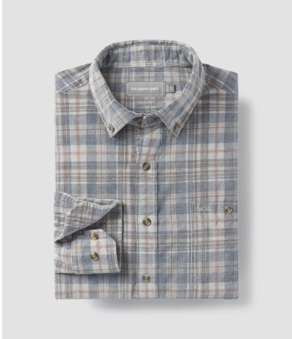 Embroidered Letters Southern Shirt Co. - Braxton Lightweight Cord Flannel LS