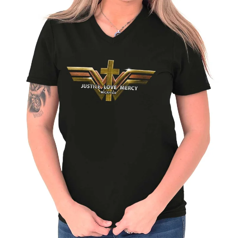 Justice Love Mercy V-Neck T-Shirt