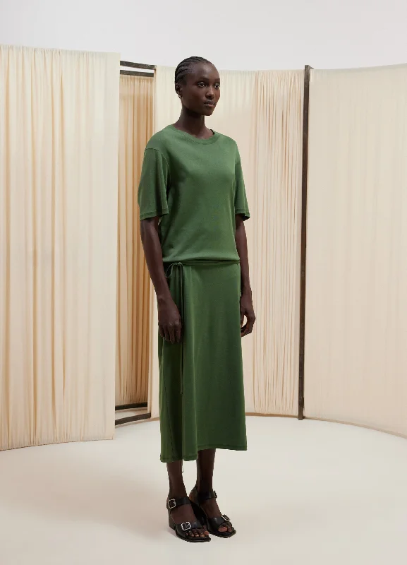 Versatile Outfits BELTED RIB T-SHIRT DRESS