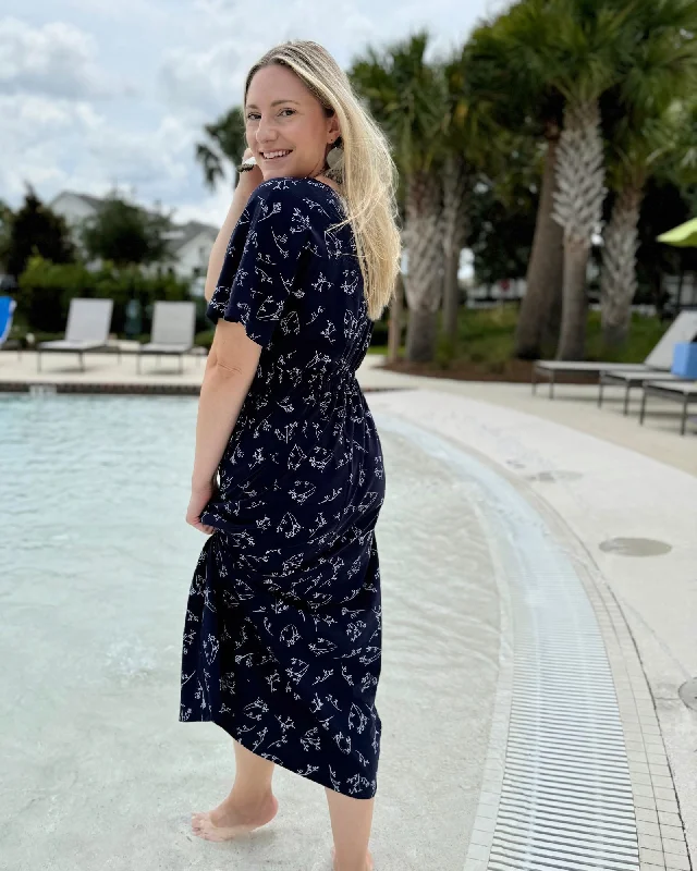 GIANNA printed swim cover-up dress in Navy/White