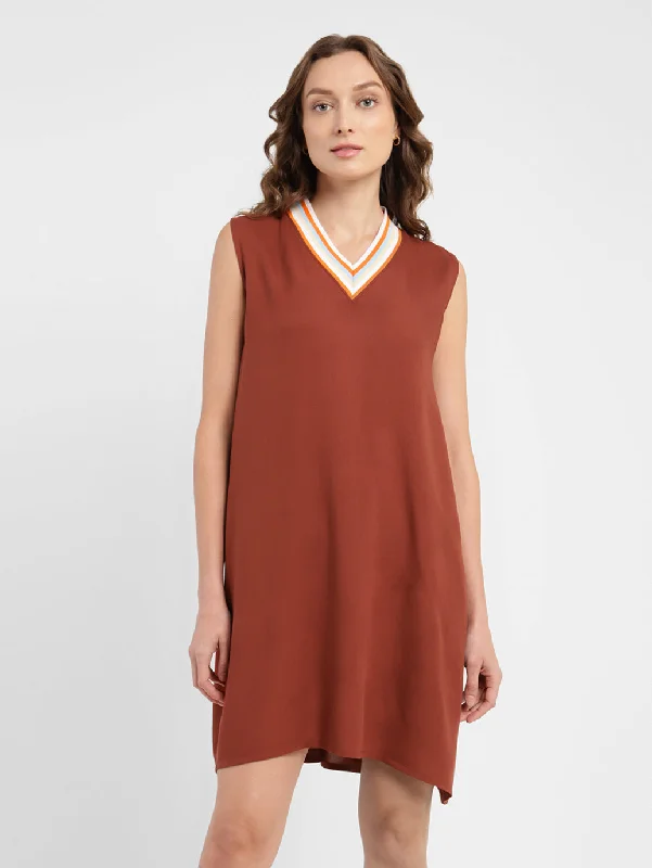 Comfortable Lifestyle Women's Solid Round Neck Dress